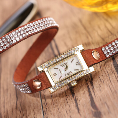 

Fashion Korea Velvet Square Bracelet Watch Womens Wreath Watch with Diamond Belt Quartz Watch Womens Model