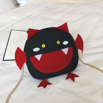 

Korean version of ins cartoon little monster 2019 spring&summer new shoulder bag cute soft sister cute cool Messenger small bag female