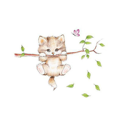 

Wall Stickers Cute 3D Kitten Cat Bedroom Fridge Decal Home Mural Art Decor
