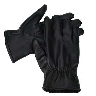 

Toponeto Men Fashion Warm Cashmere Leather Male Winter Gloves Driving Waterproof