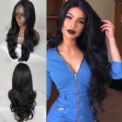 

〖Follure〗Womens Fashion Wig Front lace Black Synthetic Hair Long Wigs Wave Curly Wig