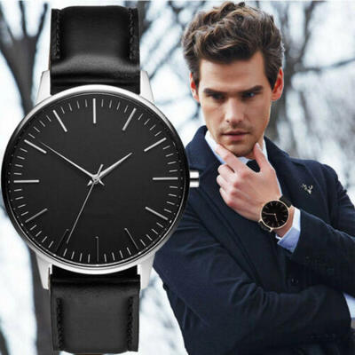 

Fashion Sport Mens Stainless Steel Case Leather Band Quartz Analog Wrist Watch