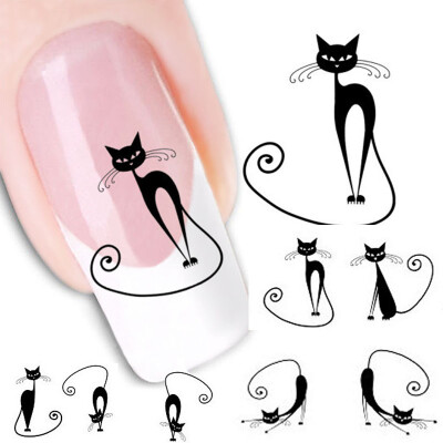 

〖Follure〗Cat Water Transfer Slide Decal Sticker Nail Art Tips To Decor XF1442