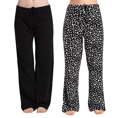 

Tailored Womens Casual Stretch Cotton Pajama Pants Simple Sport Yoga Trousers 2PC Pants