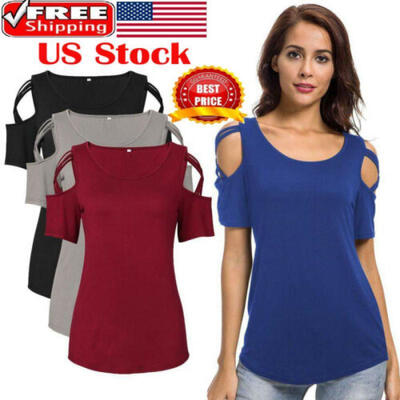 

Fashion Womens Ladies Casual Tops Blouse Bodycon Loose Off Shoulder T-Shirts USA