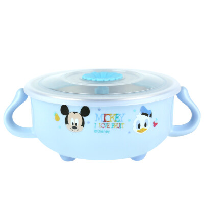 

Disney childrens tableware baby bowl baby food supplement double handle insulation bowl with lid 380ML Mickey