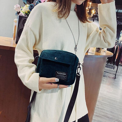 

Fashion Women Corduroy Shoulder Bag Square Single Shoulder Messenger Bag Phone Small Crossbody Bags