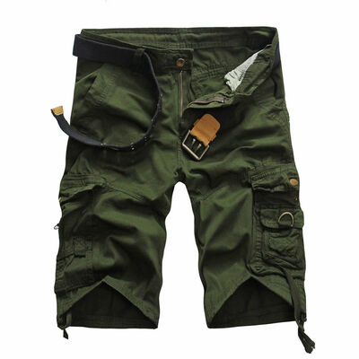

Men Sport Plain Cargo Shorts Military Combat Pants Multi-Pocket Waist Size 29-36