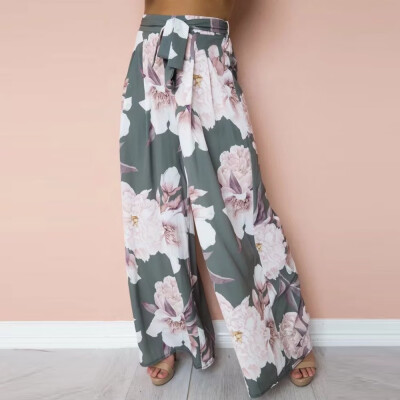 

Tailored Women Sexy High Waist Flower Print Floral Wide Leg Pants