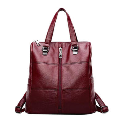 

PU Leather Women Backpack Casual Zipper Teenager Shoulder Travel Schoolbags