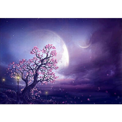 

5D DIY Full Drill Diamond Painting Pink Tree Night Cross Stitch Embroidery