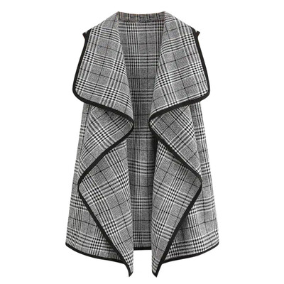 

Toponeto Women Plaid Open Front Sleeveless Coat Jacket Parka Outwear Cardigan Coat Tops