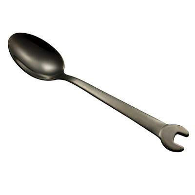 

New Stainless Steel Cutlery Creative Wrench Stainless Steel Knife And Fork Black Gold Plated Fork Spoon Gift Set