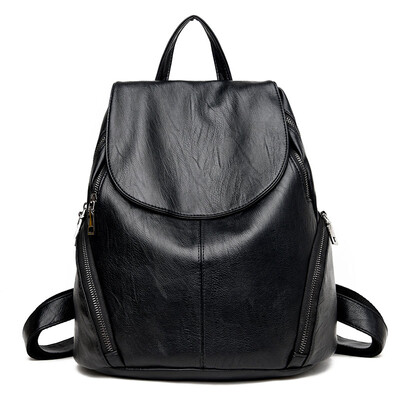 

Textured soft leather womens double-shoulder bag Korean 100-style backpack casual&fashionable travel large capacity