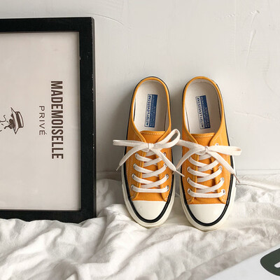 

Comet EVENSTAR 1970s semi-drag canvas shoes female students Korean version of the small white shoes wild with lazy shoes