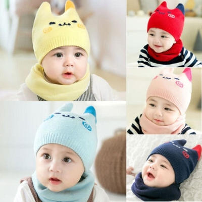 

Cute Baby Boy Girl Winter Warm Knitted Cat Hat Newborn Infant Kids Beanie Cap