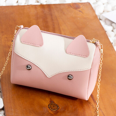 

Tailored Fashion Girls Leather kitten Cute Wild Shoulder Bag Messenger Small Square Bag