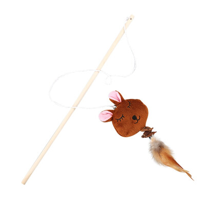 

Pet cat toy Cute mouse Feather dog toy cat tease wooden stick Toy for cats Products For kids pets Wand Toys