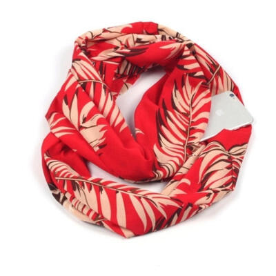 

50 180cm Fashion Women Winter Thermal Active Infinity Scarf With Zip Pocket