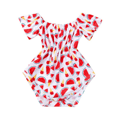 

Toddler Baby Girls Off-Shoulder Bodysuit Rompers Infant Watermelon Jumpsuit