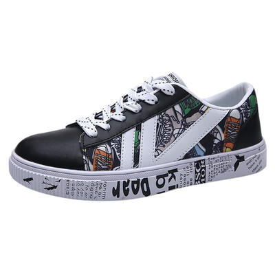 

New casual Men Vulcanized Shoes Sneakers Mens Fashion Casual Lace-Up Colorful Canvas Sport Graffiti board Shoes