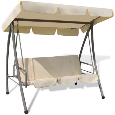 

Outdoor Swing Chair Bed with Canopy Sand White