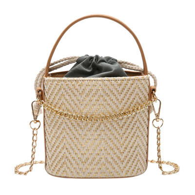 

Woven Top Handle Straw Bucket Women Chain Messenger Crossbody Shoulder Bags