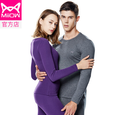 

Cat Man MiiOW thermal underwear men&women Qiuyi Qiuku warm clothes cotton Shut down thick round neck men&women based bottoming shirt V suit fashion warm clothes purple velvet female XXL