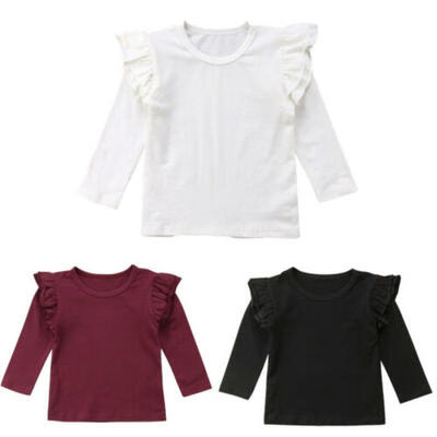 

UK Baby Kid Girl Tee Top Pullover Blouse Cotton Long Sleeve T-shirt Clothing Set