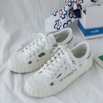 

Red&white canvas shoes womens Korean students all-in-the-one summer new summer tide shoes