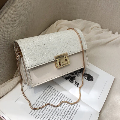 

Advanced sense bag foreign air female bag new 2019 Korean version of the simple sequins shoulder chain texture slung small bag female
