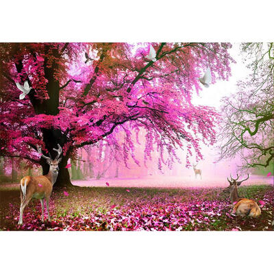 

5D DIY Full Drill Diamond Painting Pink Tree Deer Cross Stitch Embroidery