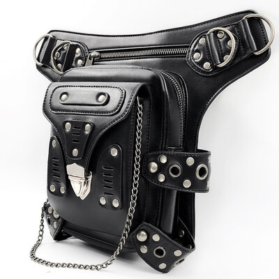 

Multifunctional Woman pu Waist Rivet Chest Bag Fashion Stitching Synthetic leather Female Travel Shoulder Backpack Chain Bags
