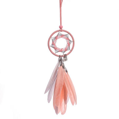

Pink Feather Dream Catcher Car Pendant Crafts Home Wall Hanging Decoration