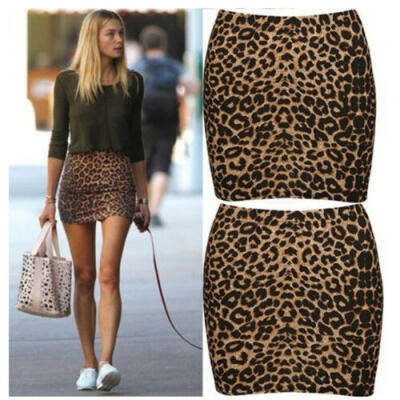 

Women Leopard Print High Waist Pencil Ladies Bodycon Short Mini Skirt Sexy New