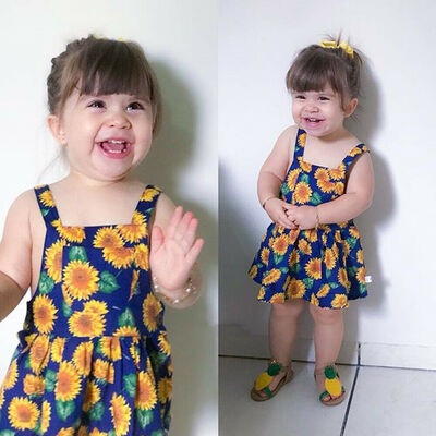

Cute Kids Baby Girl Princess Floral Sleeveless Dress Overalls Sundress Summer