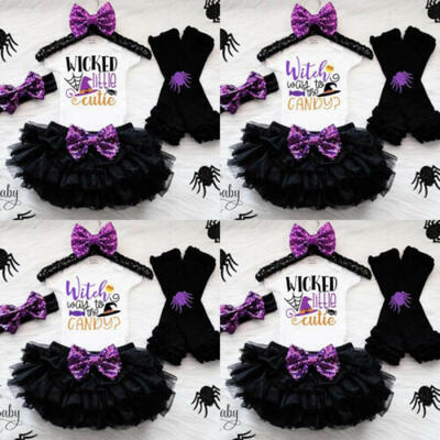 

4pcs Newborn Kids Baby Girls Outfit Clothes Romper Jumpsuit BodysuitPants Set