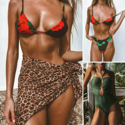 

Women Sexy Floral Brazilian Bikini Set Swimwear Padded Bra Swimsuit Bathing Suit