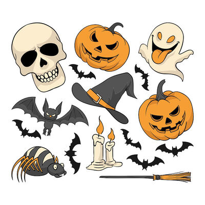 

Halloween Wall Sticker PVC Cartoon Ghost Bat Self-adhesive Mural Kid Room Wall Door Decoration 32cm x 28cm