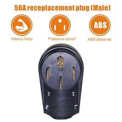 

Tailored RV 50 AMP Male Replacement Power Cord Plug Heavy Duty Black w Handle Plug