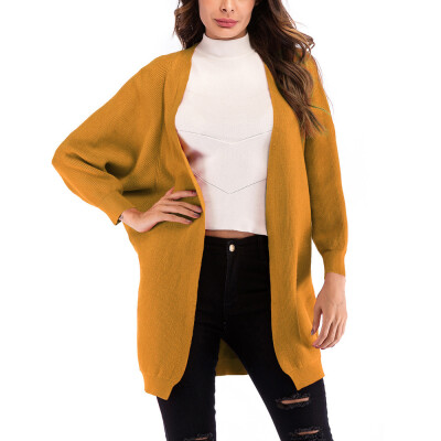 

Toponeto Women Casual Solid Shawl Coat Loose Long Bat Sleeve Knit Pocket Cardigan