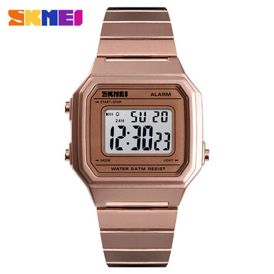 

Explosion models square electronic watch rose gold student trend steel belt watch