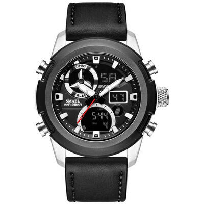 

SMAEL 1426 Outdoor Sports Watch Waterproof Leather Wristwatch Multifunctional Digital Male Watches