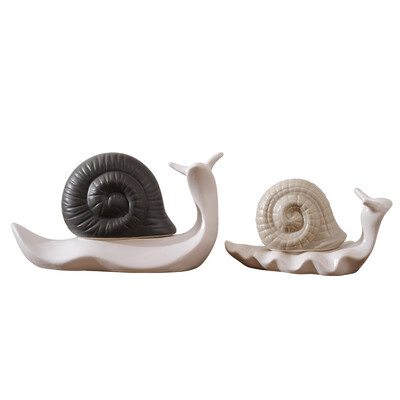 

Nordic a pair snail ceramic figurines home decor aniaml crafts ornament desktop pastoral small furnishings birthday gift