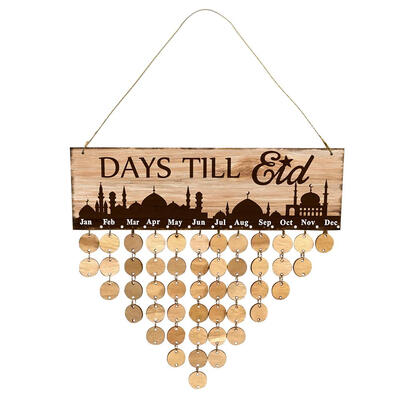 

Muslim Eid Mubarak Wood Countdown Calendar Ramadan Hang Reminding Pendant