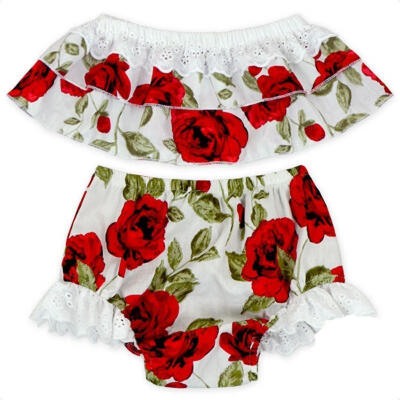 

Toddler Infant Baby Girls Floral Off Shoulder TopsBottoms Briefs 2pcs Outfits Set Clothing