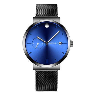 

Black Creative Watches Men 2018 Top Brand Luxury Mens Quartz Watch Steel Mesh Date Stopwatch Clock Male relogio masculino saati