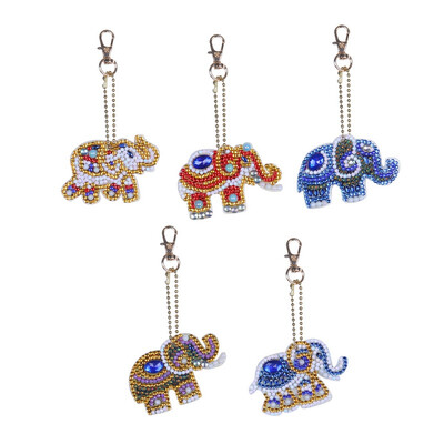 

5PCS Cute Cartoon Design DIY Diamond Painting Keychain Pendant Handmade Mobile Phone Car Hanging Charms Making Supplies Kit