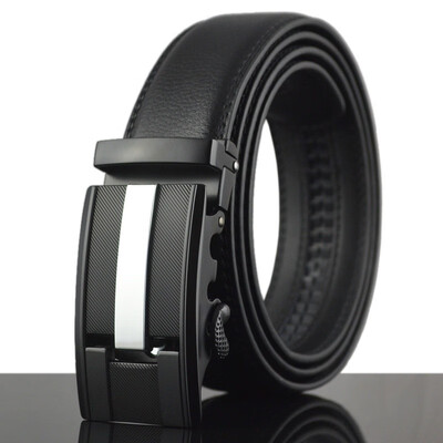 

xsby Mens Leather Dress Belt with Automatic Buckle Slide Ratchet Belt for Men with Genuine Leather