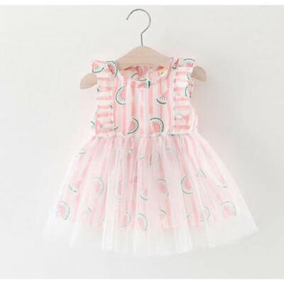 

US Princess Kids Baby Girl Dress Sleeveless Watermelon Tulle Tutu Dress Clothes